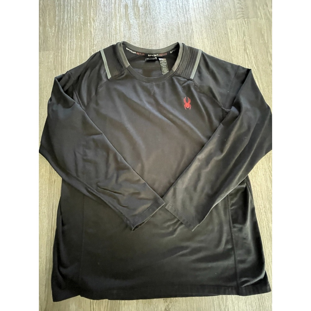 Spyder Active Shirt Mens Large Black Long Sleeve Moisture Wicking